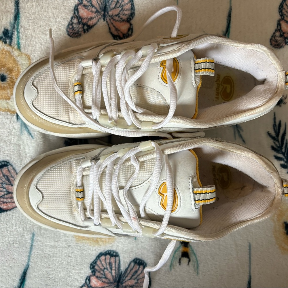 White and Yellow Sneakers